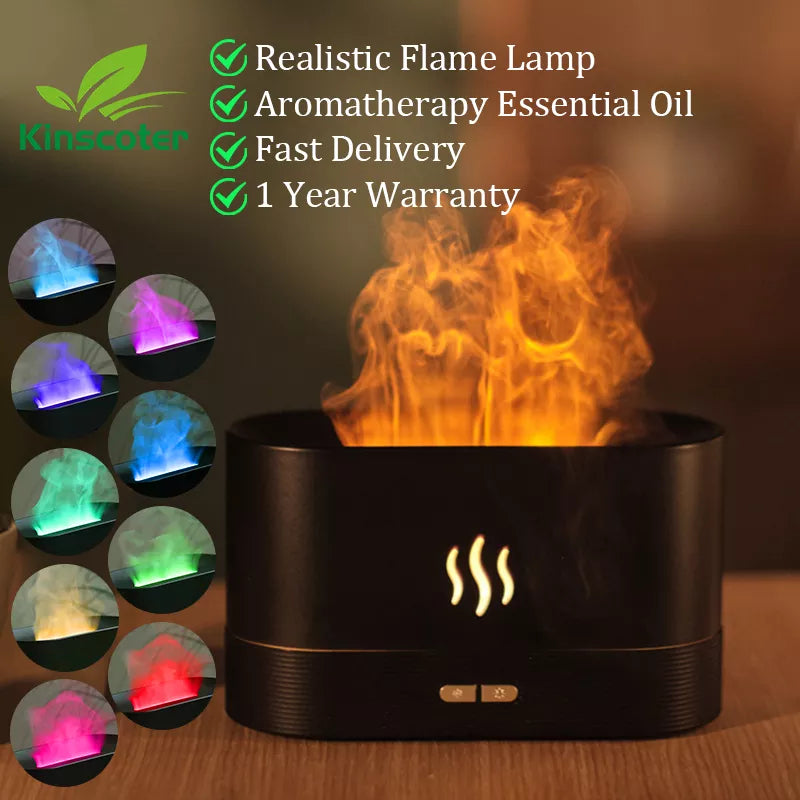 Flame Essential Oil Diffuser , Aroma Diffuser Air Humidifier Ultrasonic Cool Mist Maker Flame Humidifier for Home Diffuser Night Lights Aromatherapy Diffuser for Essential Oils , Night Light Diffuser , Stylish Diffuser , clickandbuy247
